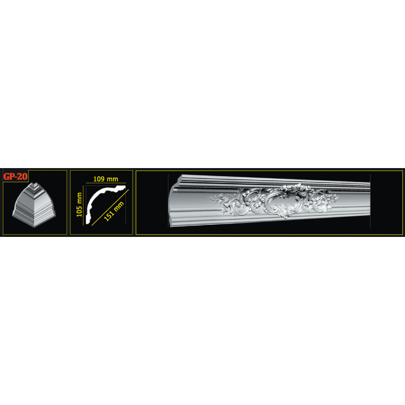 Потолочный плинтус glanzepol GP20