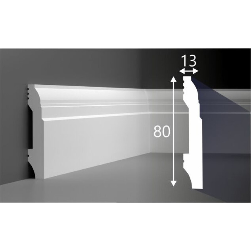 Плинтус П21, 80х13, 2000мм, Экополимер/16