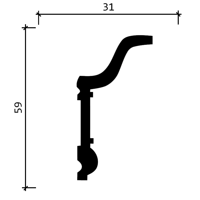 Плинтус потолочный DD501 