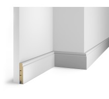 Плинтус под покраску, белый, 80x16x2400 мм, с пазом, AP09
