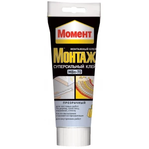 Клей Суперсильный Прозрачный МВп-70, Момент Монтаж, 185г
