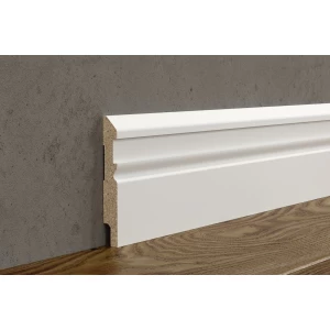 Плинтус под покраску AP30, белый, с пазом под 20 молдинг, 115x16x2400 мм, МДФ