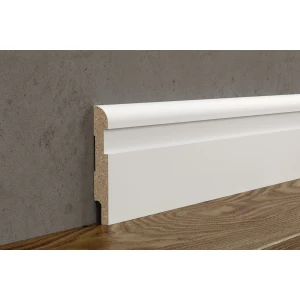 Плинтус под покраску AP29, белый, с пазом под 20 молдинг, 102x16x2400 мм, МДФ