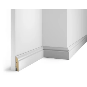 Плинтус под покраску, белый, 70x16x2400 мм, с пазом, AP05