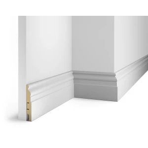 Плинтус под покраску, белый, 102x16x2400 мм, с пазом, AP18