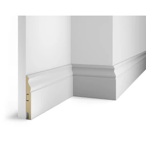 Плинтус под покраску, белый, 125x16x2400 мм, с пазом, AP21