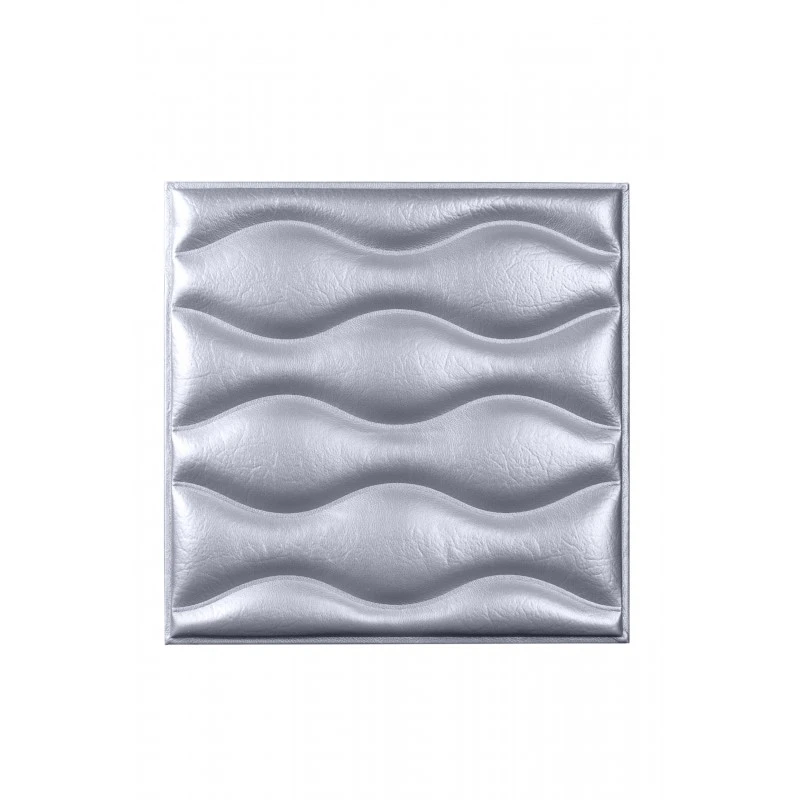 Мягкая стеновая панель из экокожи Wave - Silver