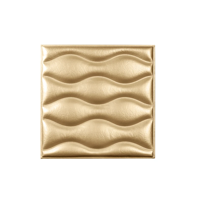 Мягкая стеновая панель из экокожи Wave - Gold
