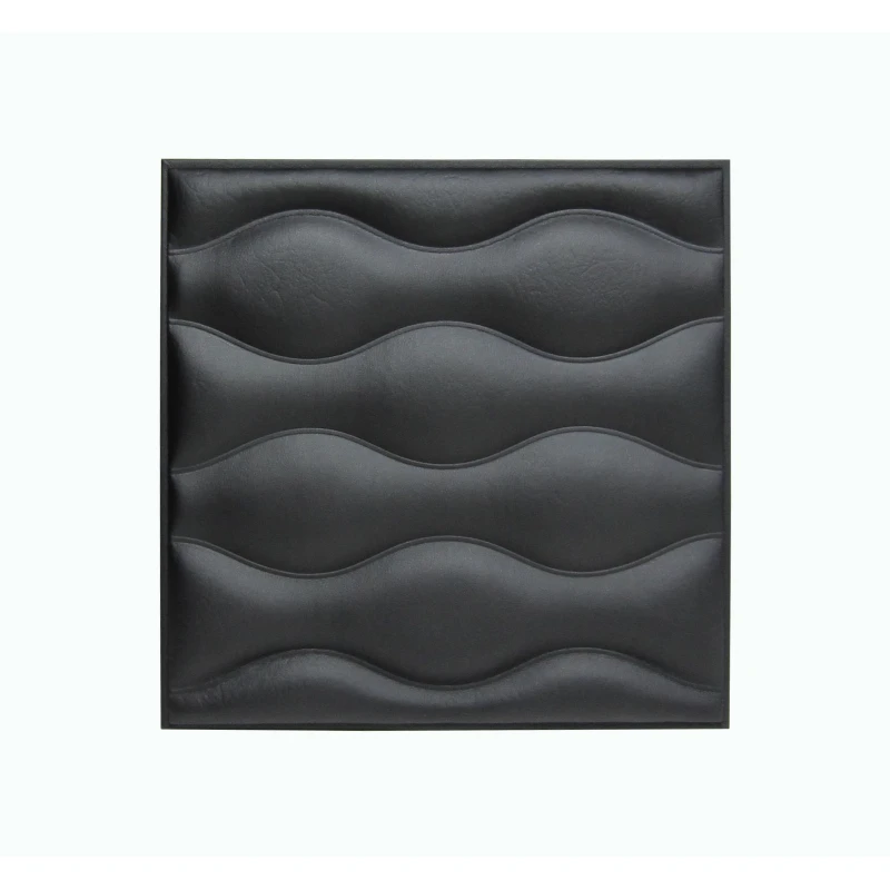 Мягкая стеновая панель из экокожи Wave 400 х 400 мм - Black