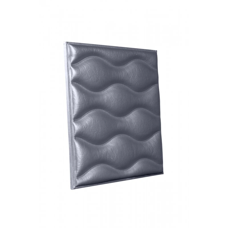 Мягкая стеновая панель из экокожи Wave - Silver